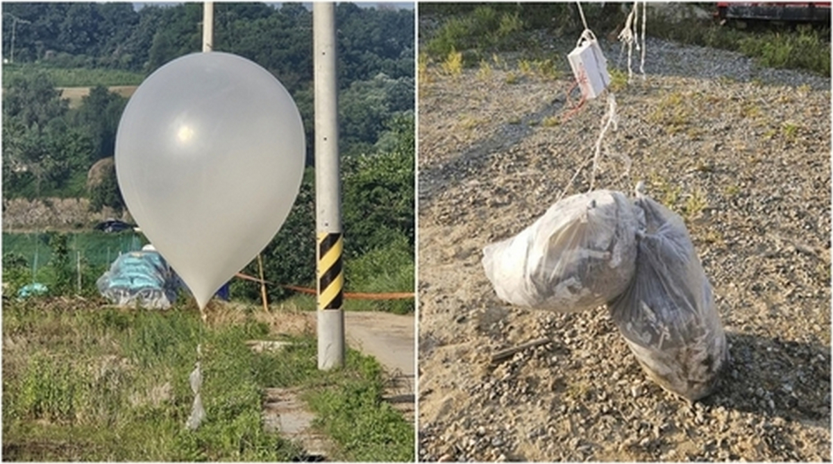 북한은 쓰레기봉투를 담은 풍선을 한반도 상공으로 날렸다.