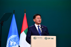 Монгол Улсын Ерөнхийлөгч У.Хүрэлсүх Уур амьсгалын өөрчлөлтийн асуудлаарх дэлхийн удирдагчдын дээд түвшний уулзалтад үг хэллээ