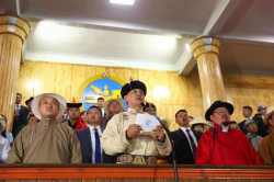Монгол Улсын Ерөнхийлөгч У.Хүрэлсүх Үндэсний их баяр наадмыг хааж үг хэллээ.