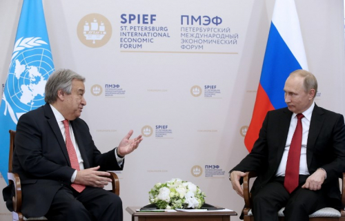 НҮБ-ын Ерөнхий нарийн бичгийн дарга ОХУ-ын Ерөнхийлөгч Владимир Путинтэй уулзжээ.